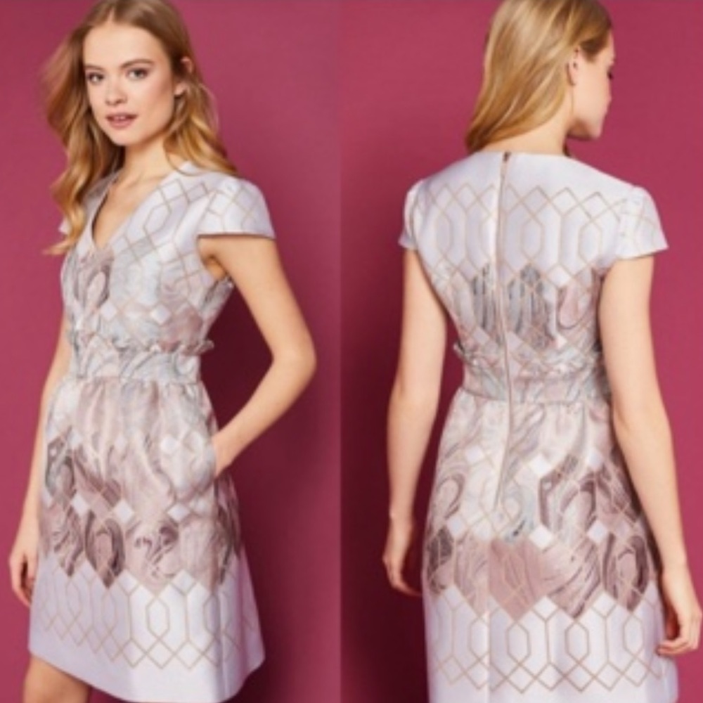 TED BAKER INGRIDA SEA OF CLOUDS TULIP DRESS LIKE NEW SZ US 12 PR TED SZ 5